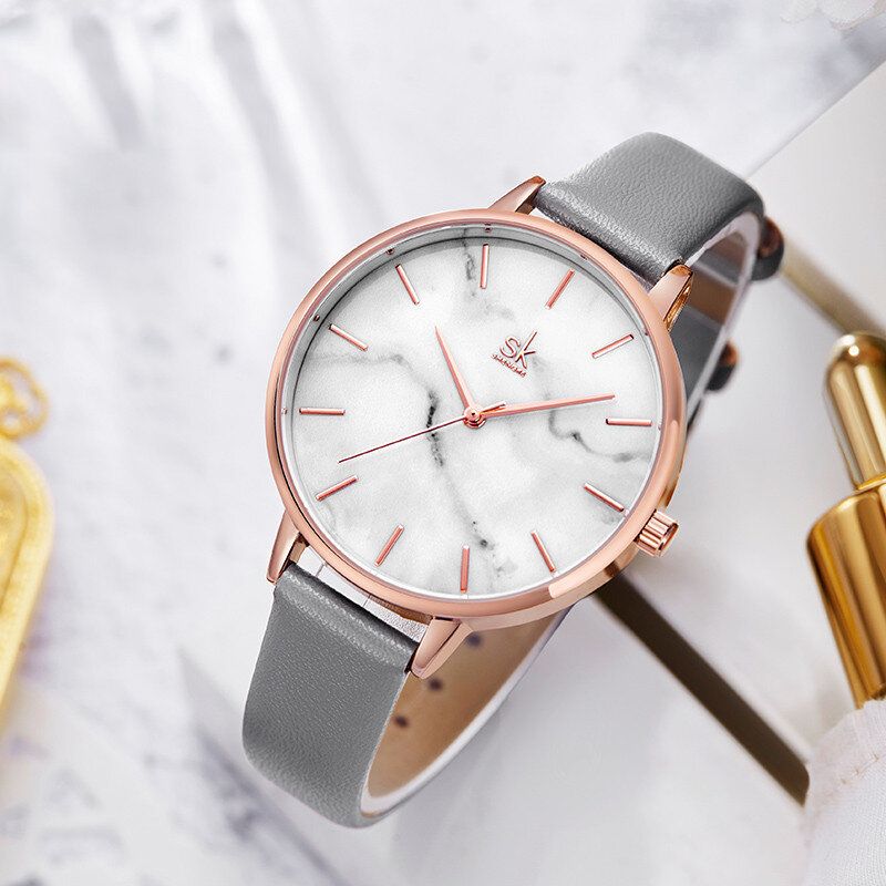 Shengke Sk K0137 Reloj De Mujer Con Esfera De Textura De Mármol A La Moda Reloj De Cuarzo Para Mujer