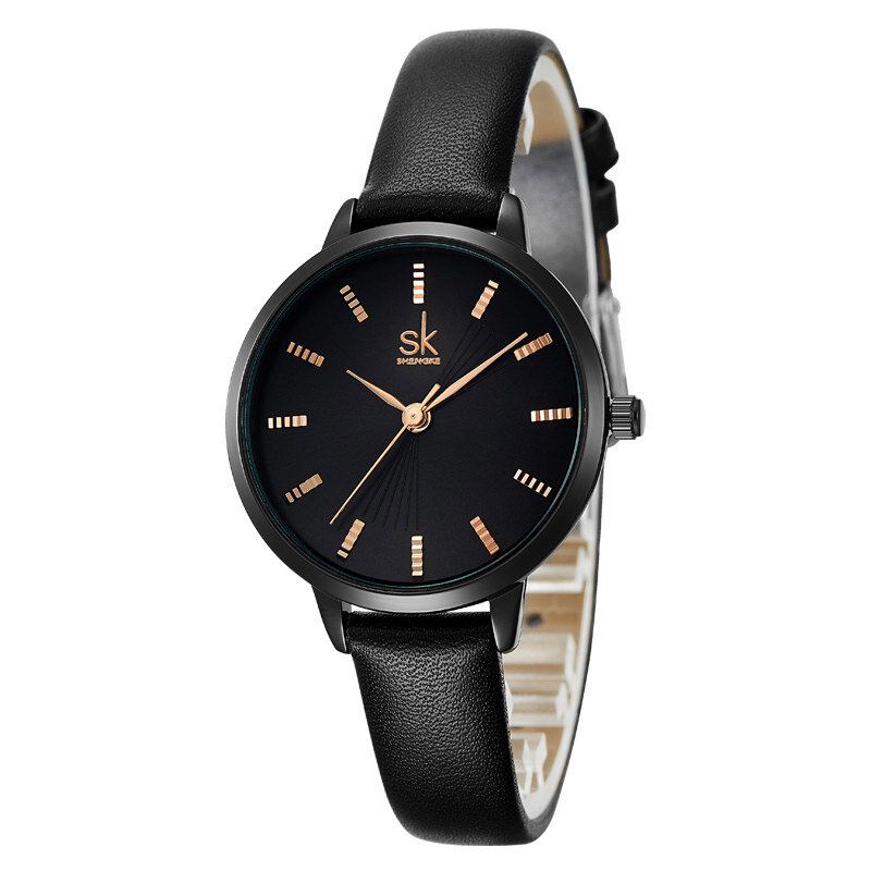 Shengke Sk K9017 Reloj De Cuarzo Para Mujer Con Correa De Cuero De Moda Con Esfera Simple