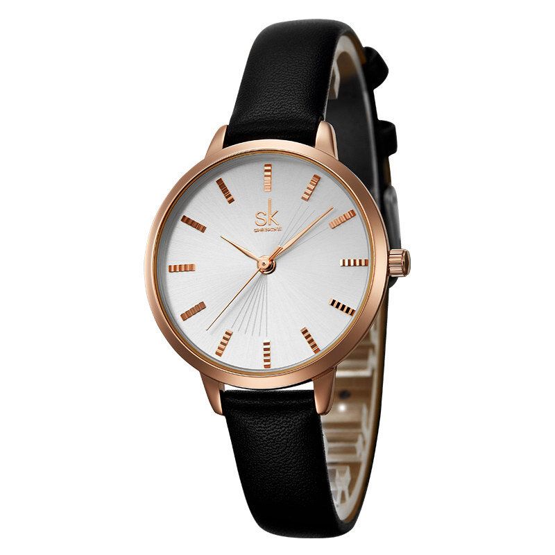 Shengke Sk K9017 Reloj De Cuarzo Para Mujer Con Correa De Cuero De Moda Con Esfera Simple