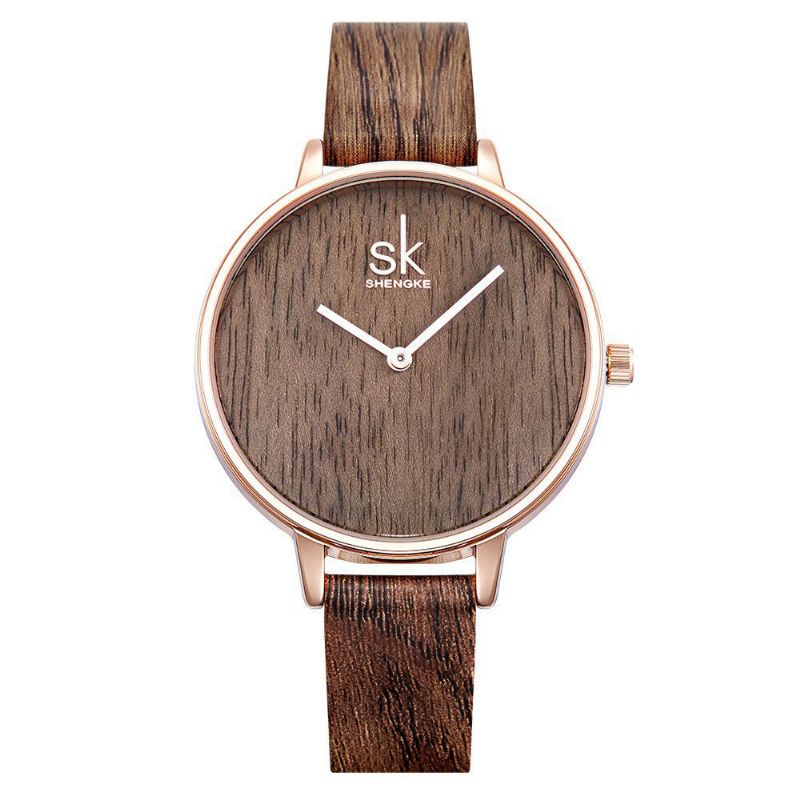 Sk K0078 Reloj De Pulsera Creativo Para Mujer Relojes De Cuarzo Con Correa De Cuero De Diseño Simple