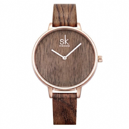 Sk K0078 Reloj De Pulsera Creativo Para Mujer Relojes De Cuarzo Con Correa De Cuero De Diseño Simple