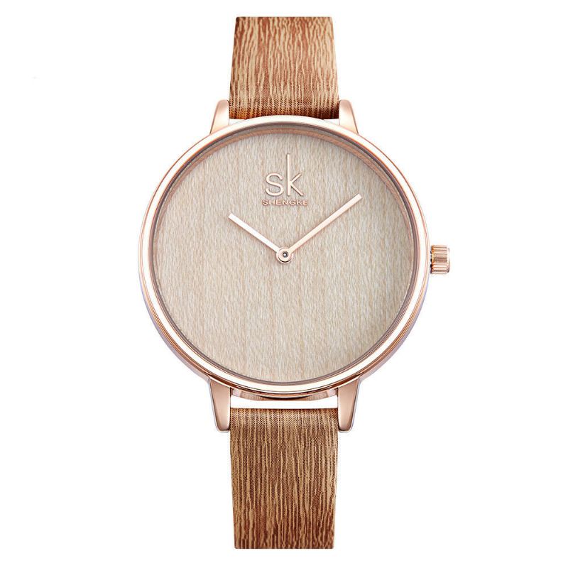 Sk K0078 Reloj De Pulsera Creativo Para Mujer Relojes De Cuarzo Con Correa De Cuero De Diseño Simple