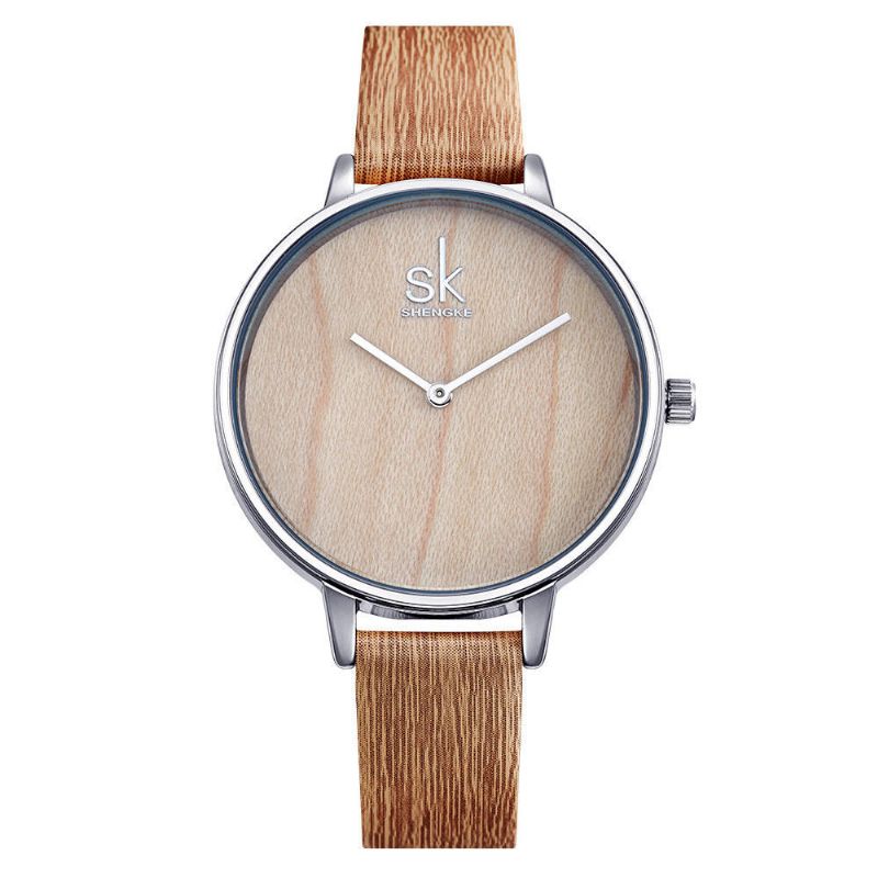 Sk K0078 Reloj De Pulsera Creativo Para Mujer Relojes De Cuarzo Con Correa De Cuero De Diseño Simple