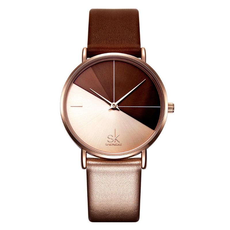 Skengke Sk K0095 Banda De Cuero Reloj Irregular Dial Reloj De Cuarzo De Moda Para Mujer