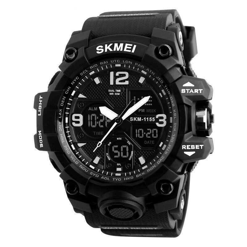 Skmei 1155b Militar Multifunción Chrono Alarm El Light Impermeable Deporte Al Aire Libre Hombres Reloj Digital Dual