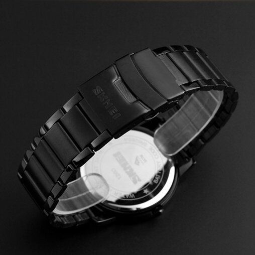 Skmei 1260 Pantalla Luminosa Moda Hombres Semana Mes Pantalla Reloj De Cuarzo Con Correa De Acero Inoxidable Impermeable