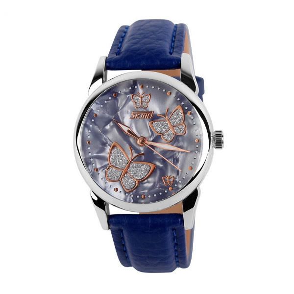 Skmei 9079 Butterfly Pu Leather Band Life Reloj De Pulsera De Cuarzo Resistente Al Agua Para Mujer