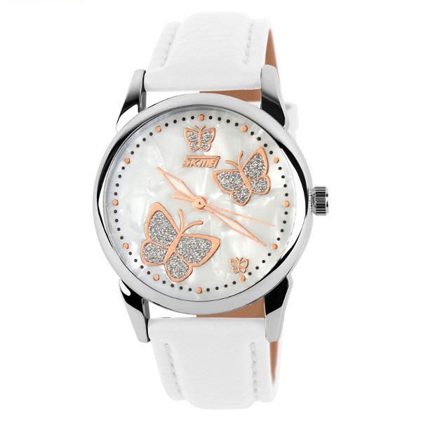 Skmei 9079 Butterfly Pu Leather Band Life Reloj De Pulsera De Cuarzo Resistente Al Agua Para Mujer