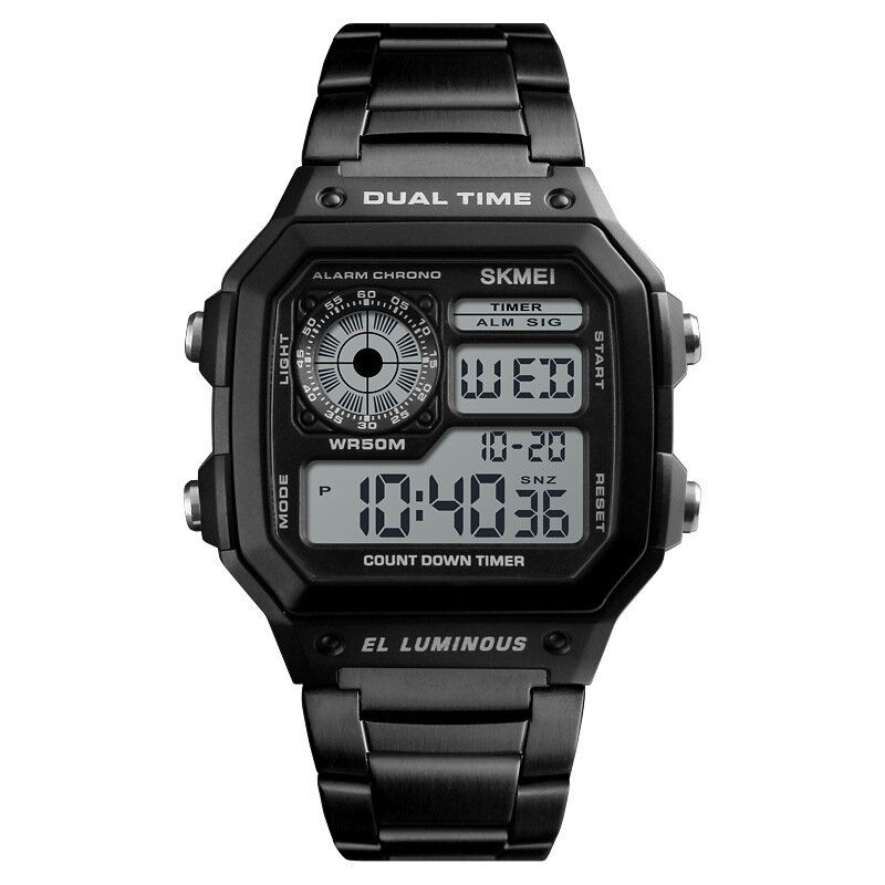 Skmei Pantalla Luminosa Multifuncional Calendario Cronómetro Reloj Despertador 3atm Reloj Digital Impermeable Para Hombres