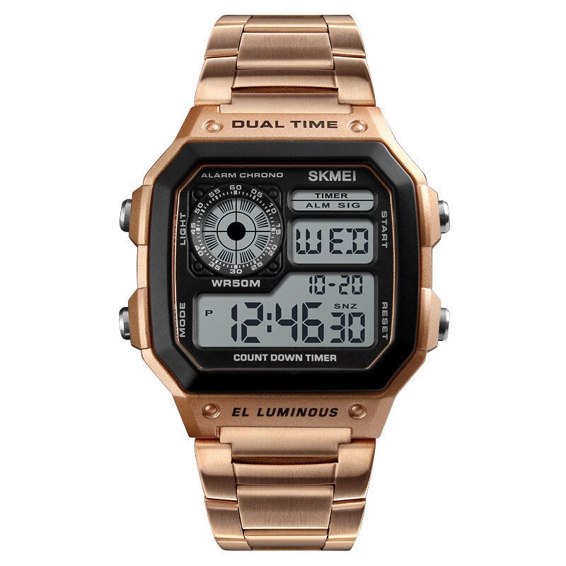 Skmei Pantalla Luminosa Multifuncional Calendario Cronómetro Reloj Despertador 3atm Reloj Digital Impermeable Para Hombres