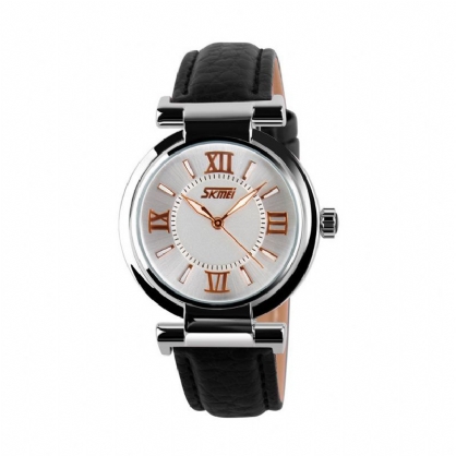 Skmei Reloj De Moda Para Mujer Reloj De Cuarzo Informal Con Correa De Cuero Impermeable