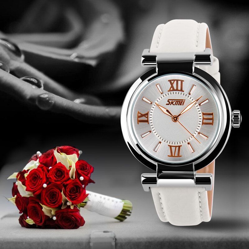 Skmei Reloj De Moda Para Mujer Reloj De Cuarzo Informal Con Correa De Cuero Impermeable