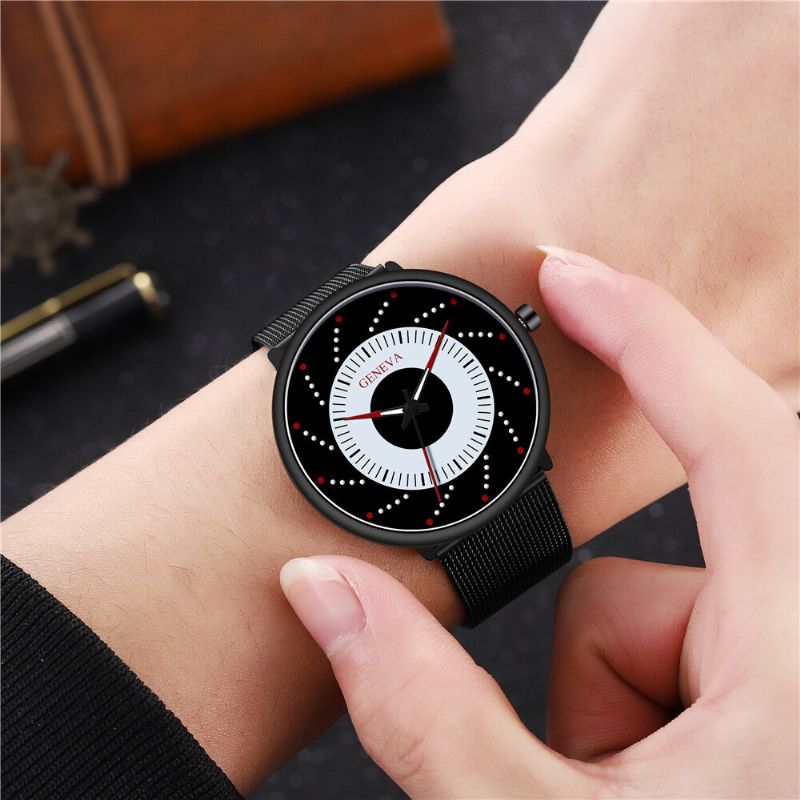 Sloggi Fashion Casual Luminous Spiral Dial Alloy Mesh Band Hombres Reloj De Pulsera De Cuarzo