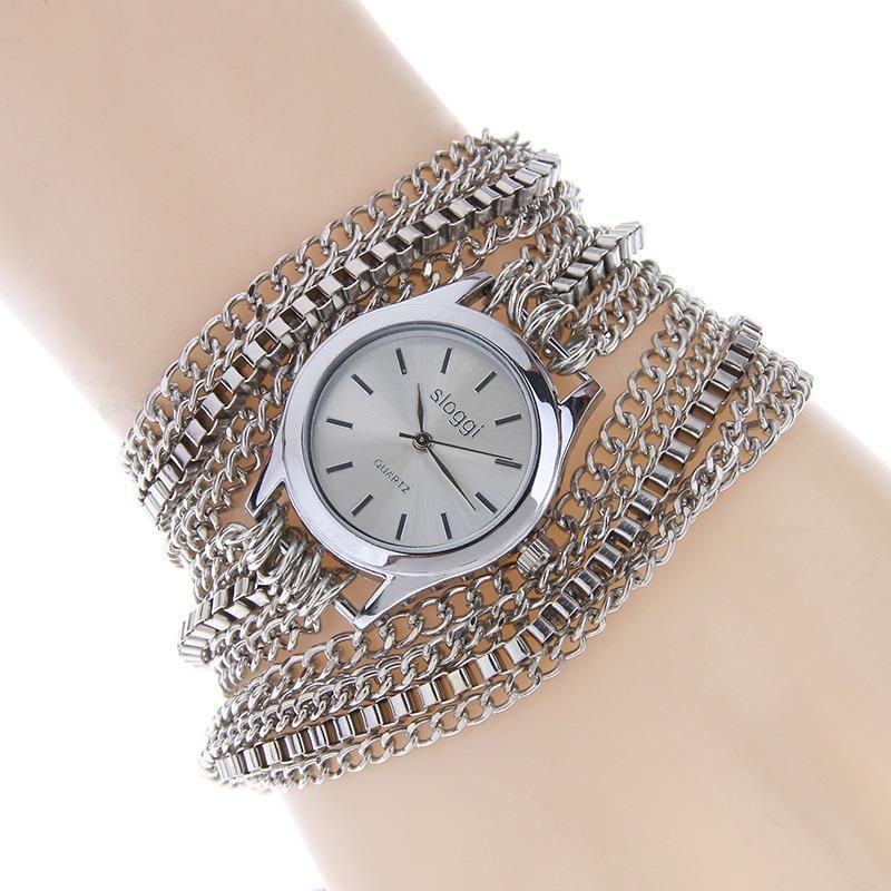 Sloggi Retro Aleación De Zinc Tres Veces Alrededor De La Pulsera Reloj De Cuarzo Para Mujer