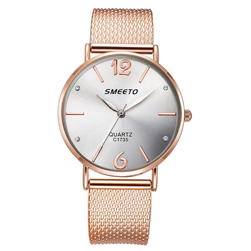 Smeeto Reloj De Cuarzo De Estilo Informal Para Mujer Esfera De Moda Correa De Acero Inoxidable Reloj De Pulsera Para Mujer