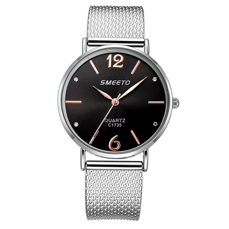 Smeeto Reloj De Cuarzo De Estilo Informal Para Mujer Esfera De Moda Correa De Acero Inoxidable Reloj De Pulsera Para Mujer