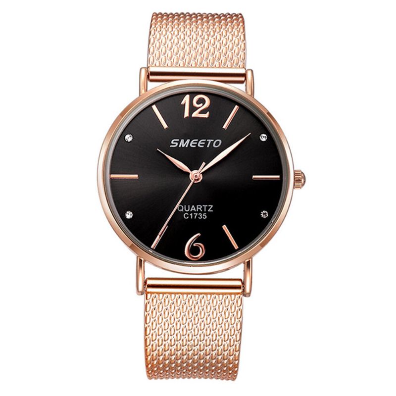 Smeeto Reloj De Cuarzo De Estilo Informal Para Mujer Esfera De Moda Correa De Acero Inoxidable Reloj De Pulsera Para Mujer