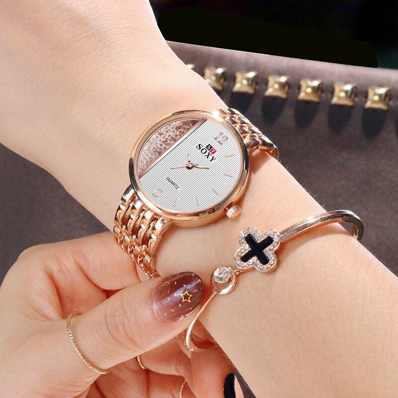 Soxy 0137 Reloj De Pulsera De Cristal De Estilo Casual Para Mujer Reloj De Cuarzo De Diseño Único