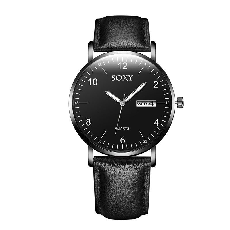 Soxy 0152 Calendario De Estilo Casual Reloj De Pulsera Para Hombre Reloj De Cuarzo Con Banda De Cuero