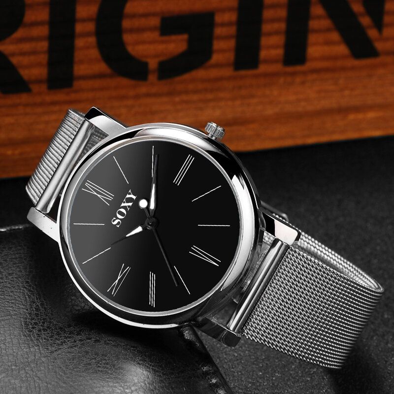 Soxy 0160 Reloj De Pulsera De Estilo Casual Para Hombre Reloj De Cuarzo Con Hebilla De Aguja De Acero Inoxidable