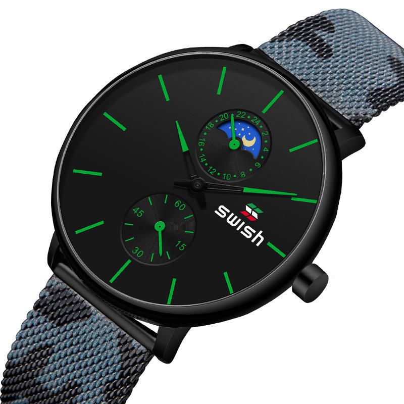 Swish 0096 Reloj Casual Para Hombre 3atm Reloj De Cuarzo Con Correa De Acero Inoxidable Resistente Al Agua