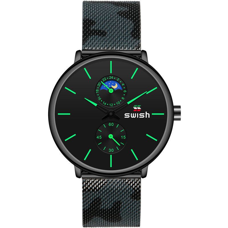 Swish 0096 Reloj Casual Para Hombre 3atm Reloj De Cuarzo Con Correa De Acero Inoxidable Resistente Al Agua