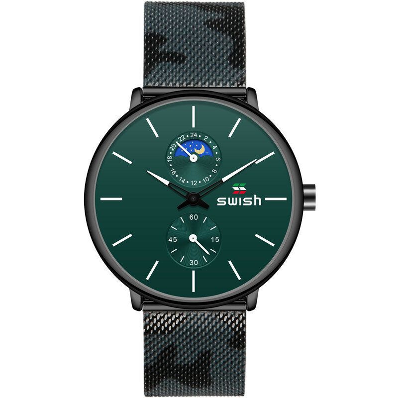 Swish 0096 Reloj Casual Para Hombre 3atm Reloj De Cuarzo Con Correa De Acero Inoxidable Resistente Al Agua