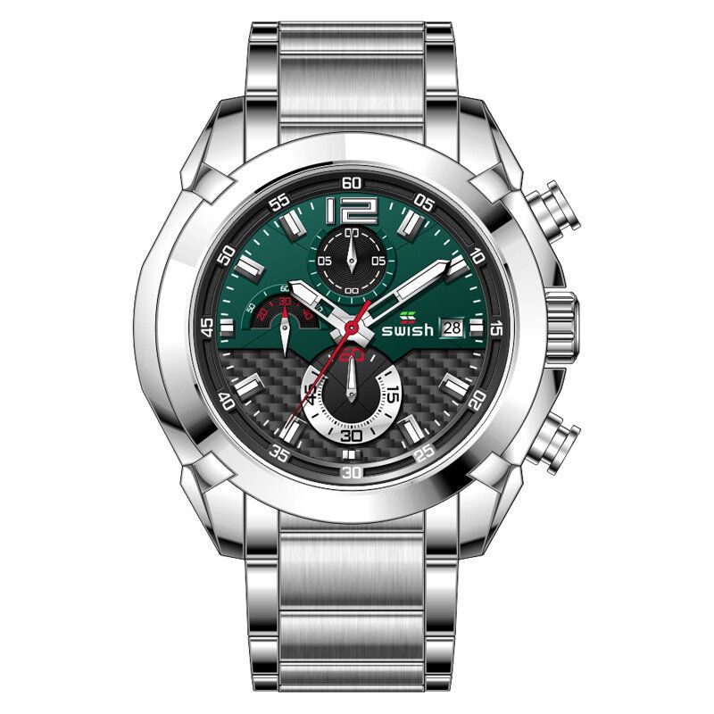 Swish 0106 Reloj De Moda Para Hombre 3atm Pantalla Luminosa Impermeable Reloj De Cuarzo Con Correa De Acero Inoxidable