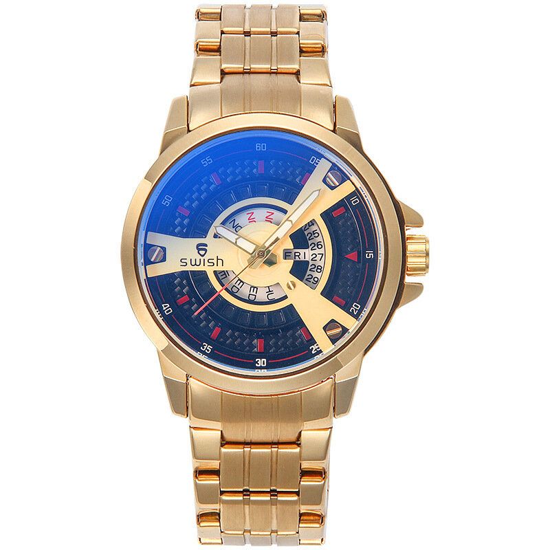 Swish 5866g Reloj De Moda Para Hombre 3atm Reloj De Cuarzo Con Pantalla De Fecha Y Semana Luminosa A Prueba De Agua