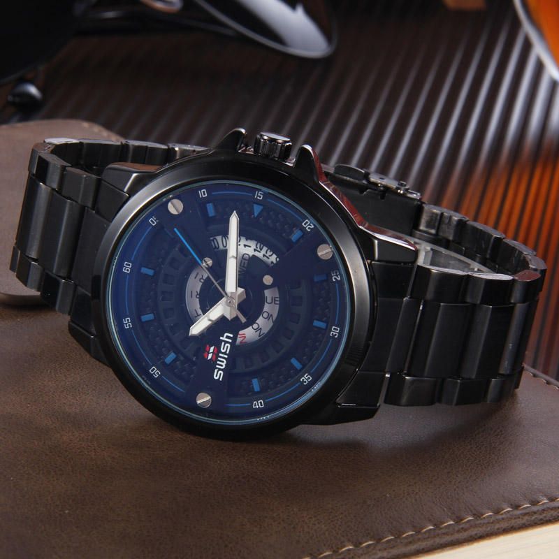 Swish 5866g Reloj De Moda Para Hombre 3atm Reloj De Cuarzo Con Pantalla De Fecha Y Semana Luminosa A Prueba De Agua