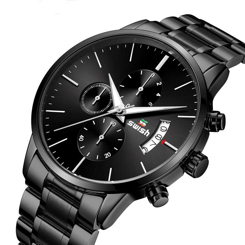 Swish 917 Reloj De Moda Para Hombre 3atm Reloj De Cuarzo Con Correa De Acero Inoxidable Resistente Al Agua Con Pantalla Luminosa