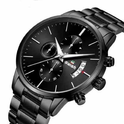 Swish 917 Reloj De Moda Para Hombre 3atm Reloj De Cuarzo Con Correa De Acero Inoxidable Resistente Al Agua Con Pantalla Luminosa