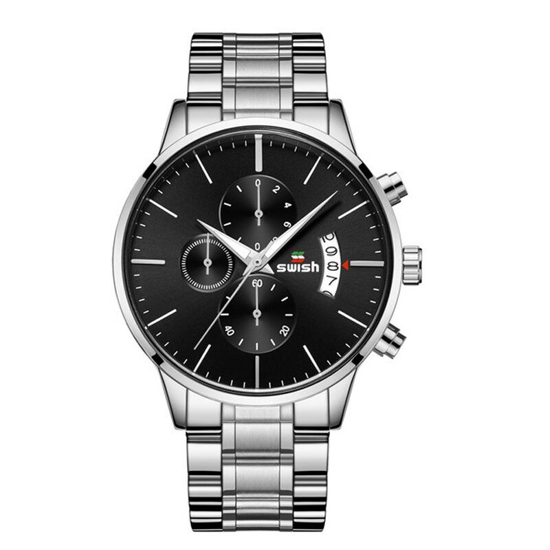 Swish 917 Reloj De Moda Para Hombre 3atm Reloj De Cuarzo Con Correa De Acero Inoxidable Resistente Al Agua Con Pantalla Luminosa