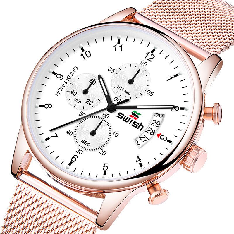 Swish 921 Reloj De Moda Para Hombre 3atm Pantalla Luminosa Impermeable Reloj De Cuarzo Con Esfera Grande