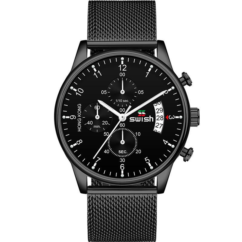 Swish 921 Reloj De Moda Para Hombre 3atm Pantalla Luminosa Impermeable Reloj De Cuarzo Con Esfera Grande