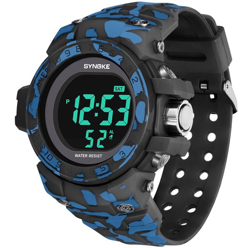 Synoke 9030 Reloj De Moda Para Hombre Reloj Impermeable Con Pantalla De Semana Alarma El Reloj Digital De Camuflaje Ligero