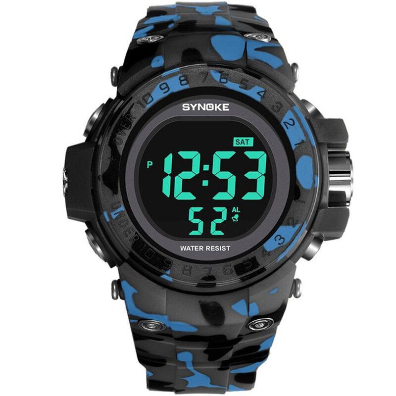 Synoke 9030 Reloj De Moda Para Hombre Reloj Impermeable Con Pantalla De Semana Alarma El Reloj Digital De Camuflaje Ligero