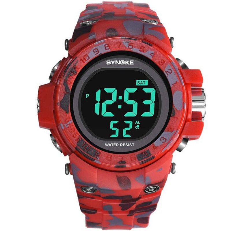 Synoke 9030 Reloj De Moda Para Hombre Reloj Impermeable Con Pantalla De Semana Alarma El Reloj Digital De Camuflaje Ligero