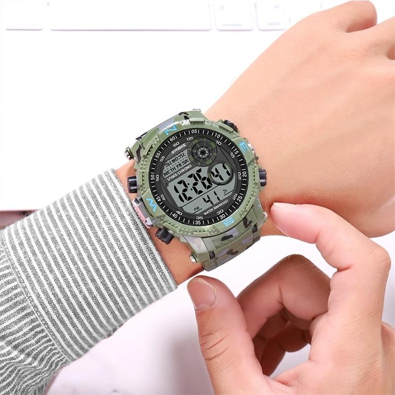 Synoke 9033 Reloj Deportivo Para Hombre Reloj Digital Para Exteriores De Camuflaje Con Fecha Luminosa Resistente Al Agua