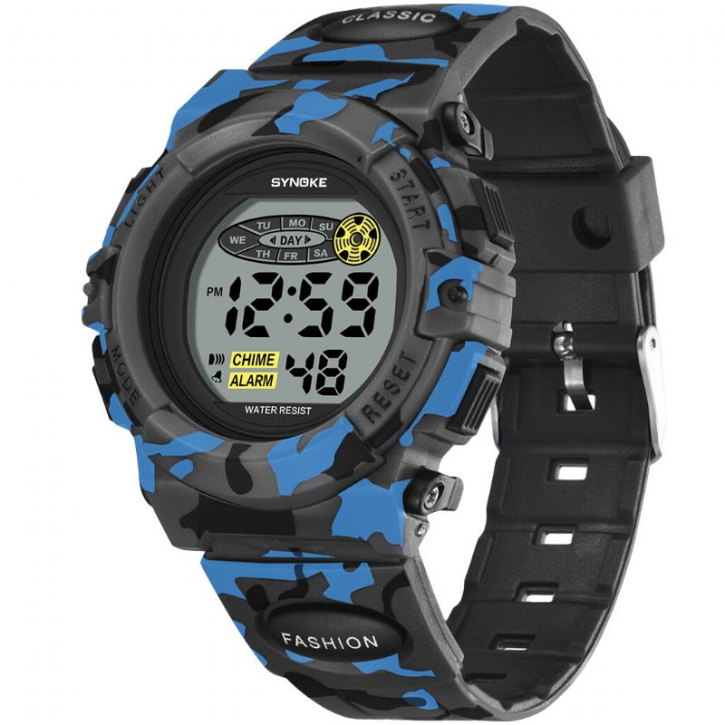 Synoke 9035 Reloj Digital Deportivo De Camuflaje Luminoso Colorido Led Para Niños