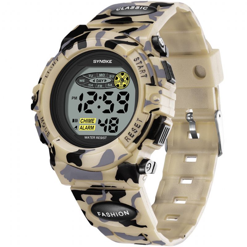 Synoke 9035 Reloj Digital Deportivo De Camuflaje Luminoso Colorido Led Para Niños