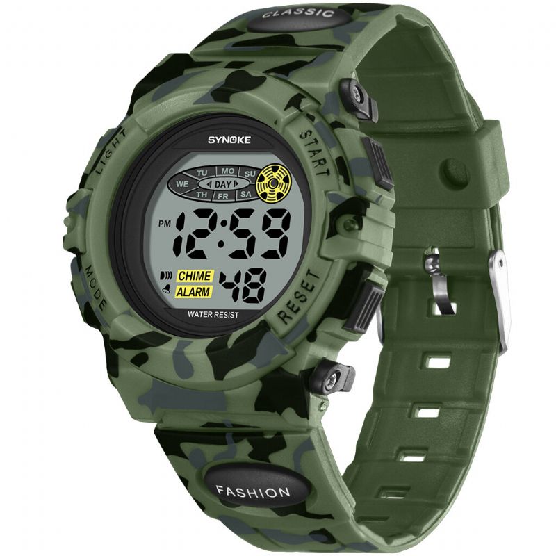 Synoke 9035 Reloj Digital Deportivo De Camuflaje Luminoso Colorido Led Para Niños