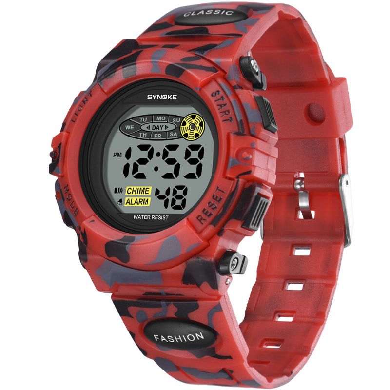 Synoke 9035 Reloj Digital Deportivo De Camuflaje Luminoso Colorido Led Para Niños