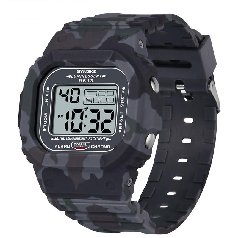 Synoke 9613 Reloj Deportivo Para Hombre Al Aire Libre Reloj Digital Con Pantalla Luminosa Impermeable 3atm