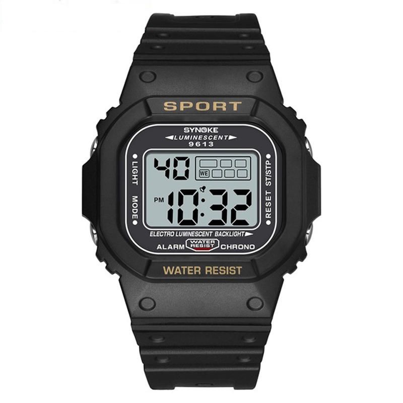 Synoke 9613 Reloj Deportivo Para Hombre Al Aire Libre Reloj Digital Con Pantalla Luminosa Impermeable 3atm