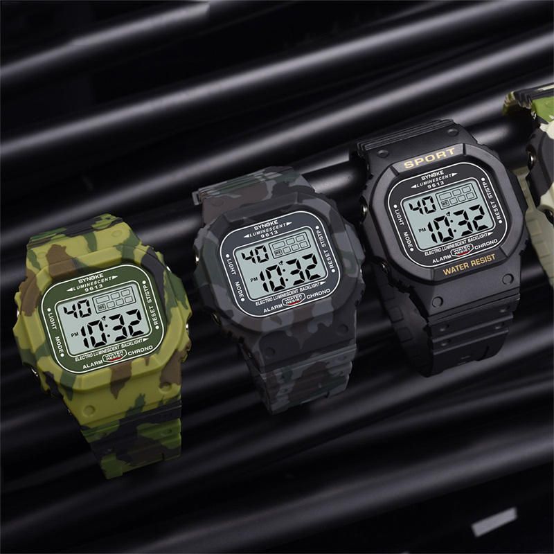 Synoke 9613 Reloj Deportivo Para Hombre Al Aire Libre Reloj Digital Con Pantalla Luminosa Impermeable 3atm