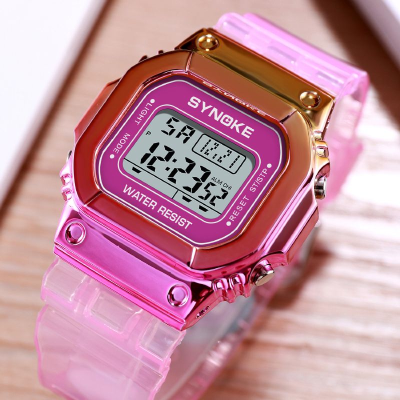 Synoke 9622 Estuche De Reloj De Color Degradado Estilo De Moda Mujeres Hombres Pantalla Luminosa Reloj Digital Para Parejas