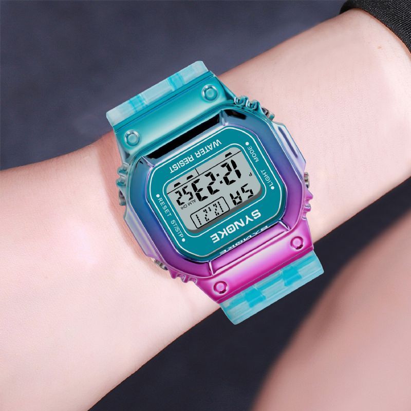 Synoke 9622 Estuche De Reloj De Color Degradado Estilo De Moda Mujeres Hombres Pantalla Luminosa Reloj Digital Para Parejas