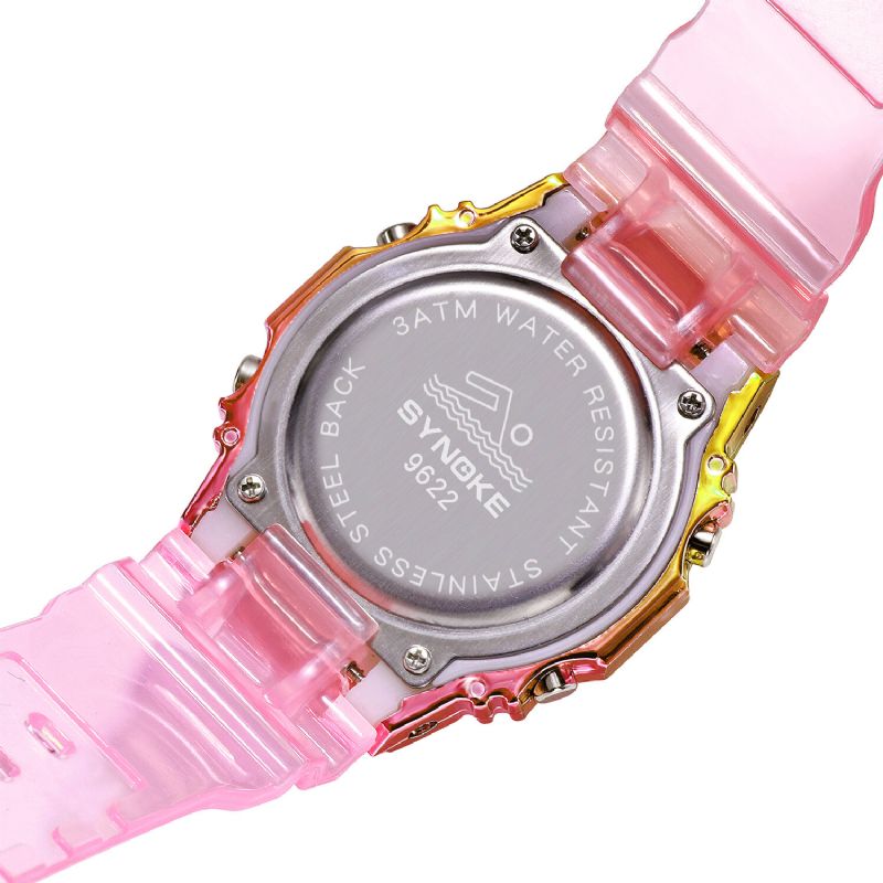 Synoke 9622 Estuche De Reloj De Color Degradado Estilo De Moda Mujeres Hombres Pantalla Luminosa Reloj Digital Para Parejas