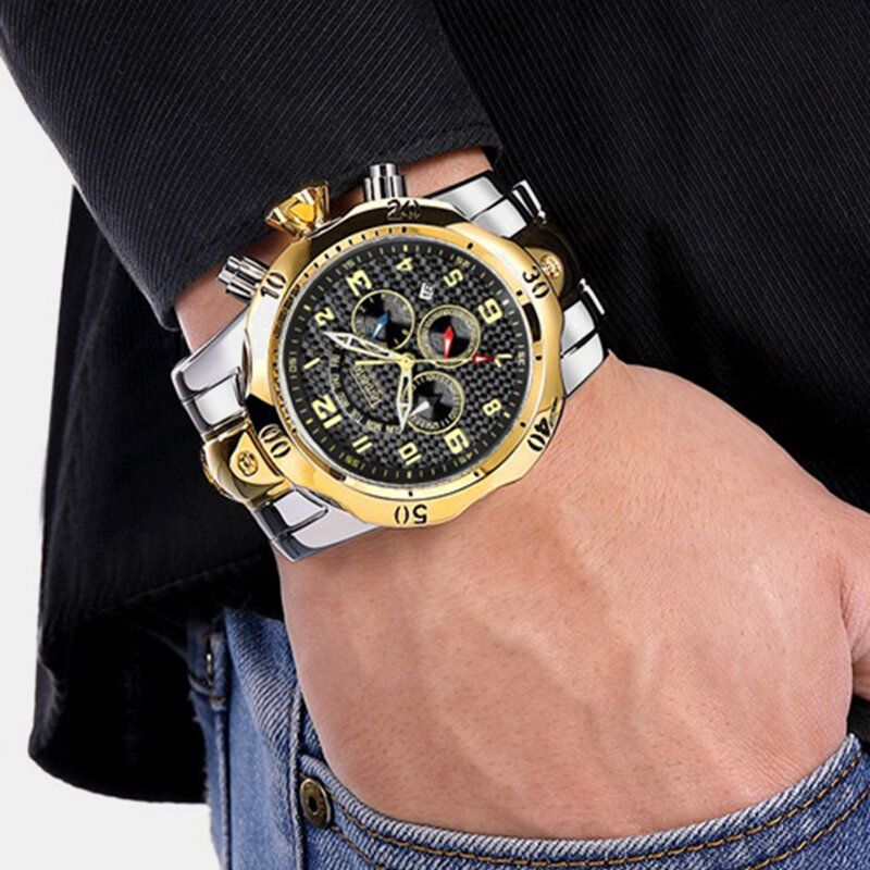 Temeite Reloj De Negocios Con Esfera Grande Para Hombre Reloj De Cuarzo Impermeable Con Calendario Luminoso Multifuncional